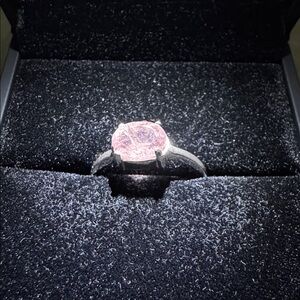 1.3ct Strawberry Quartz, East/West oval cut solitaire ring in Sterling Silver